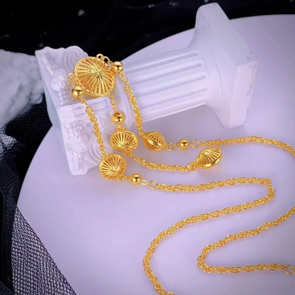 14K Gold Circle Tassel Necklace - KSA